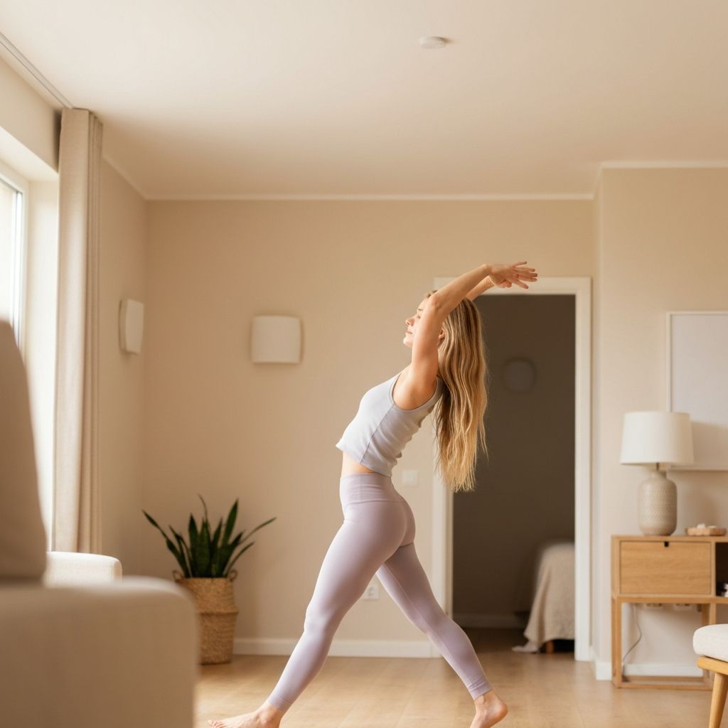 Person doing light exercise at home